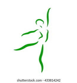 Sketched dancing woman isolated on white background. Jazz dancer performs a jump. Dancing girl vector illustration.