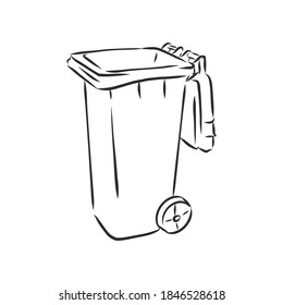 Sketched Empty Trash Bin Desktop Icon. Doodle Design Element In Vector, Trash Can Vector Sketch Illustration