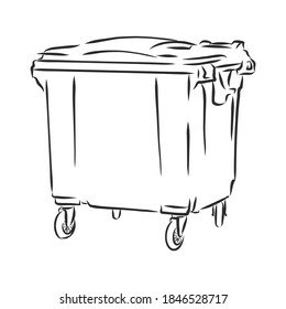 Sketched Empty Trash Bin Desktop Icon. Doodle Design Element In Vector, Trash Can Vector Sketch Illustration