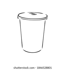 Sketched Empty Trash Bin Desktop Icon. Doodle Design Element In Vector, Trash Can Vector Sketch Illustration