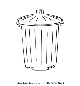 Sketched Empty Trash Bin Desktop Icon. Doodle Design Element In Vector, Trash Can Vector Sketch Illustration