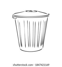 Sketched Empty Trash Bin Desktop Icon. Doodle Design Element In Vector, Trash Can Vector Sketch Illustration