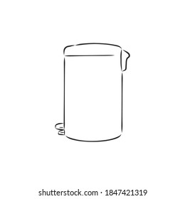 Sketched Empty Trash Bin Desktop Icon. Doodle Design Element In Vector, Trash Can Vector Sketch Illustration