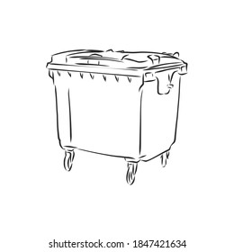 Sketched Empty Trash Bin Desktop Icon. Doodle Design Element In Vector, Trash Can Vector Sketch Illustration