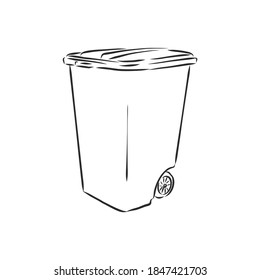 Sketched Empty Trash Bin Desktop Icon. Doodle Design Element In Vector, Trash Can Vector Sketch Illustration