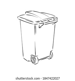 Sketched Empty Trash Bin Desktop Icon. Doodle Design Element In Vector, Trash Can Vector Sketch Illustration