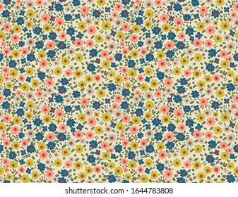 sketched flower print in bright colors - seamless background