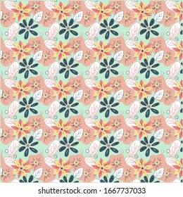 Sketched flower print in bright colors - background. Floral pattern with flowers and background.Vector.