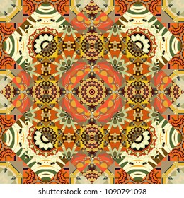 Sketched flower print in neutral, violet and brown colors - seamless background.