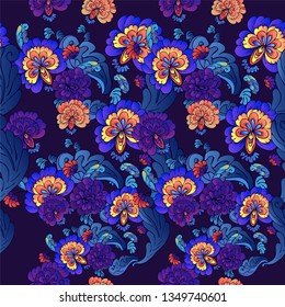 Sketched flower print. Trendy Seamless background. Floral Pattern In Vector for card, flyer.