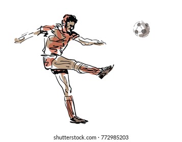     Sketched football player - vector illustration 