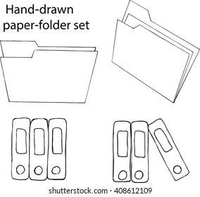 Sketched full folder desktop icon. Doodle design element in vector