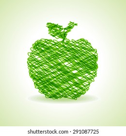 Sketched green apple design stock vector