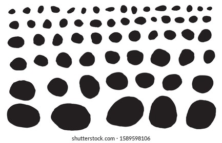 Sketched grunge shapes collection. Black silhoettes of imperfect circles