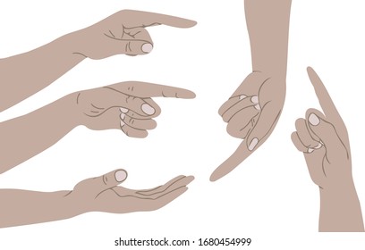 Sketched Hand Gestures. Vector Illustration.