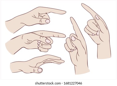 Sketched Hand Gestures. Vector Illustration.
