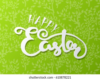 sketched Happy Easter text as card template and for postcard, invitation, poster. Lettering typography. Seasons Greetings