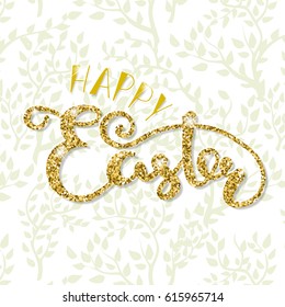 sketched Happy Easter text as card template and for postcard, invitation, poster. Lettering typography. Seasons Greetings