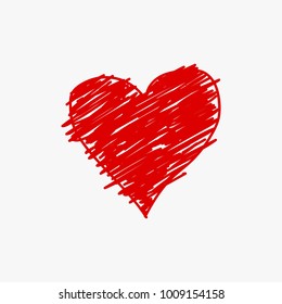 Sketched Heart icon vector illustration isolated on white background