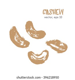 Sketched illustration of brazilian nut. Hand drawn brush food ingredient. Vector bio, eco icon, logo design template. Concept for organic products, harvest, healthy food, vegetarian, raw food diet. 