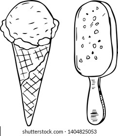 Sketched isolated ice creams vector illustration