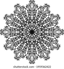 sketched jagged mandala in combination with a robotic style