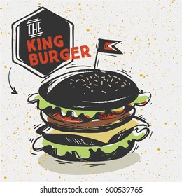 Sketched King Burger with different elements