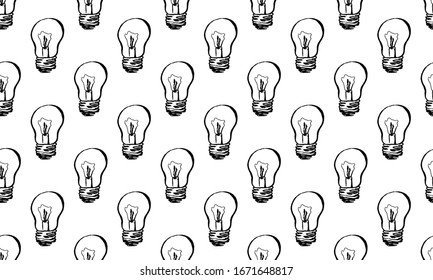 sketched lamp icon pattern, lamp pencil line vector