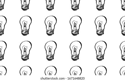 sketched lamp icon pattern, lamp pencil line vector