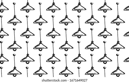 sketched lamp icon pattern, lamp pencil line vector