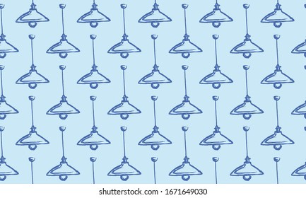 sketched lamp icon pattern, lamp pencil line vector