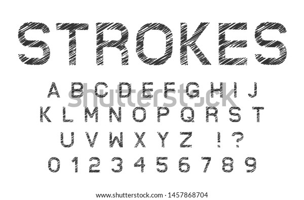 スケッチラテン語フォント 文字 数字 のベクター画像素材 ロイヤリティフリー