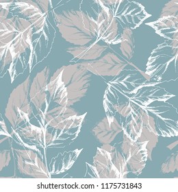 Sketched Leaves Seamless Pattern. Hand Drawn Illustration. Vector Background.