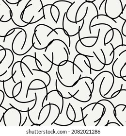 Sketched linear seamless pattern. Organic, natural abstract wallpaper. Minimalist design background. Freehand irregular curve lines motif print. Modern simple minimal ornament.