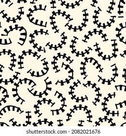 Sketched linear seamless pattern. Organic, natural abstract wallpaper. Minimalist design background. Freehand irregular curve lines motif print. Modern simple minimal ornament.