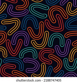 Sketched linear seamless pattern. Organic, natural abstract wallpaper. Minimalist design background. Freehand irregular curve lines motif print. Modern simple minimal ornament.