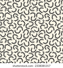 Lineares, nahtloses Muster skizziert. Organische, natürliche abstrakte Tapete. Minimalistischer Designhintergrund. Freehand unregelmäßige Kurvenlinien Linien Motiv Druck. Modernes, einfaches und minimalistisches Dekor.