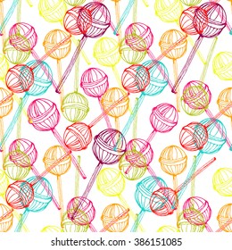 Sketched lollipop seamless pattern. Sweet candies vector illustration