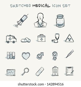 sketched medical icon set