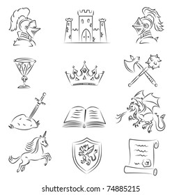Sketched Medieval Icons Set