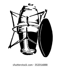 Sketched microphone white isolated. Vector illustration.