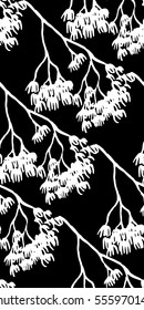 Sketched monochrome branch silhouette line art seamless pattern vector