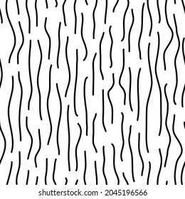 Sketched organic, natural, wooden seamless pattern. Minimalist tree bark design background. Freehand irregular vertical dash lines print. Modern simple minimal ornament. Linear abstract wallpaper