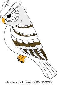 sketched owl on isolated white background vector design