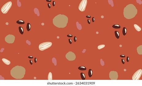 Sketched peanuts and grains on a soft nutty brown. Excellent for natural snack ads, diet visuals, and organic product designs.