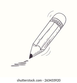 Sketched pencil desktop icon. Doodle element  in vector