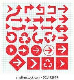 Sketched Red Arrows Set