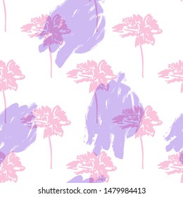 Sketched Seamless Pattern Print with White Background .