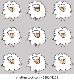 Sketched sheep with different emotions faces