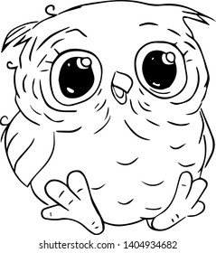 Sketched sitting owl vector illustration